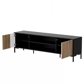 Mueble RTV Cama MERCI 180 x 40 x 53.5 cm negro/roble artisan