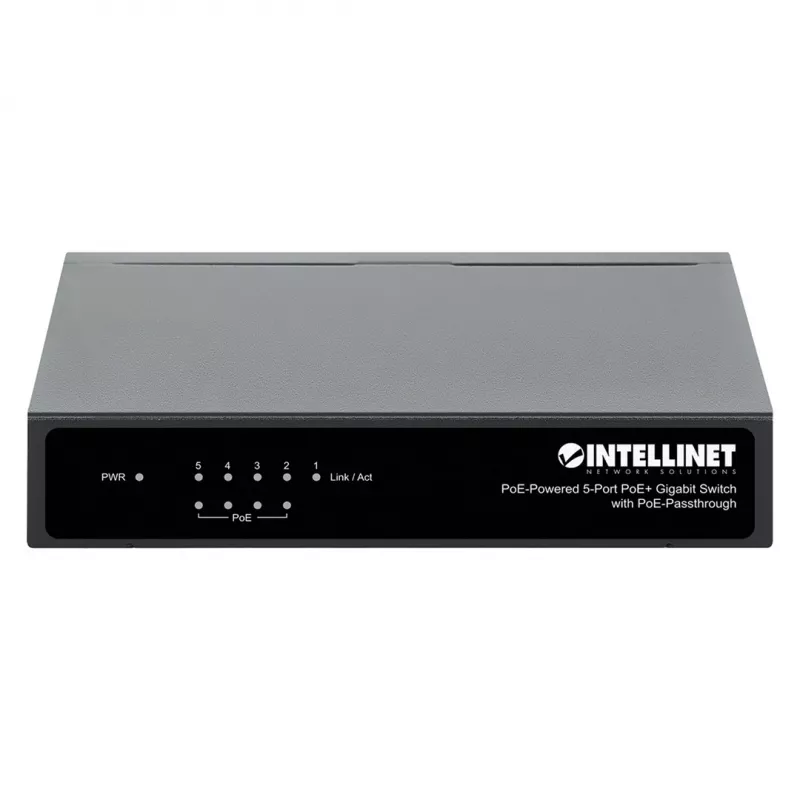Conmutador Gigabit 5xPoE Passthrough, alimentado por PoE o AC, 68W