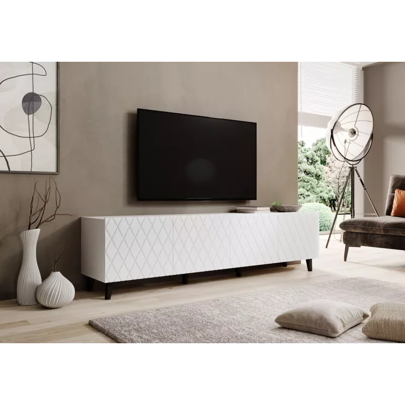 Mueble TV cama meble ASTI 200×42×52 cm blanco mate