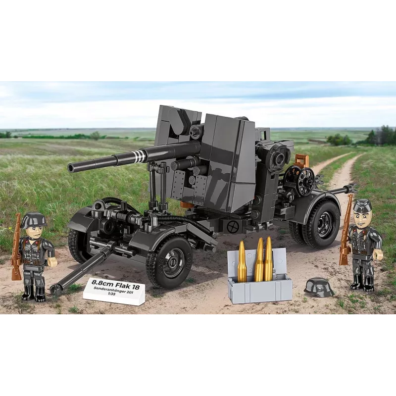 Set de construcción Cobi bloques 8,8-cm-Flak con remolque – 360 piezas