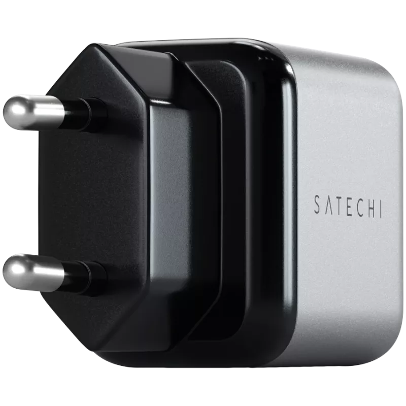 Cargador para dispositivos móviles Satechi ST-UC30WCM-EU — cargador universal de CA para interior con 1× USB-C, Negro/Plateado