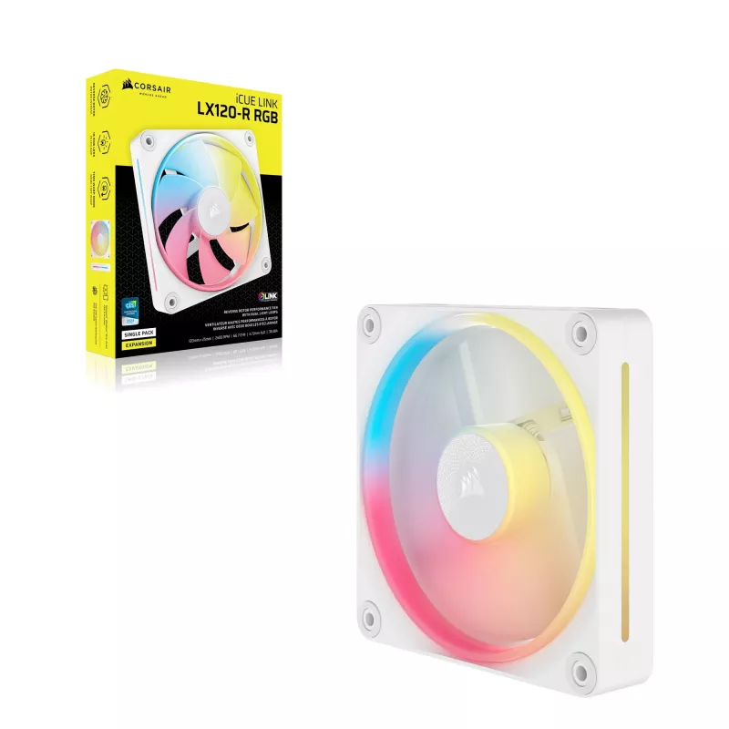 CORSAIR iCUE LINK LX120-R RGB Reverse Blade PWM ventilador para caja, 120 mm, blanco
