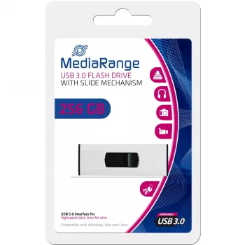 MediaRange - Memoria flash USB - 256 GB - USB 3.0 - negro, plata (MR919)
