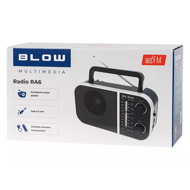 Radio analógica portátil BLOW RA6 AM/FM – recepción AM y FM a pilas, conexión para auriculares