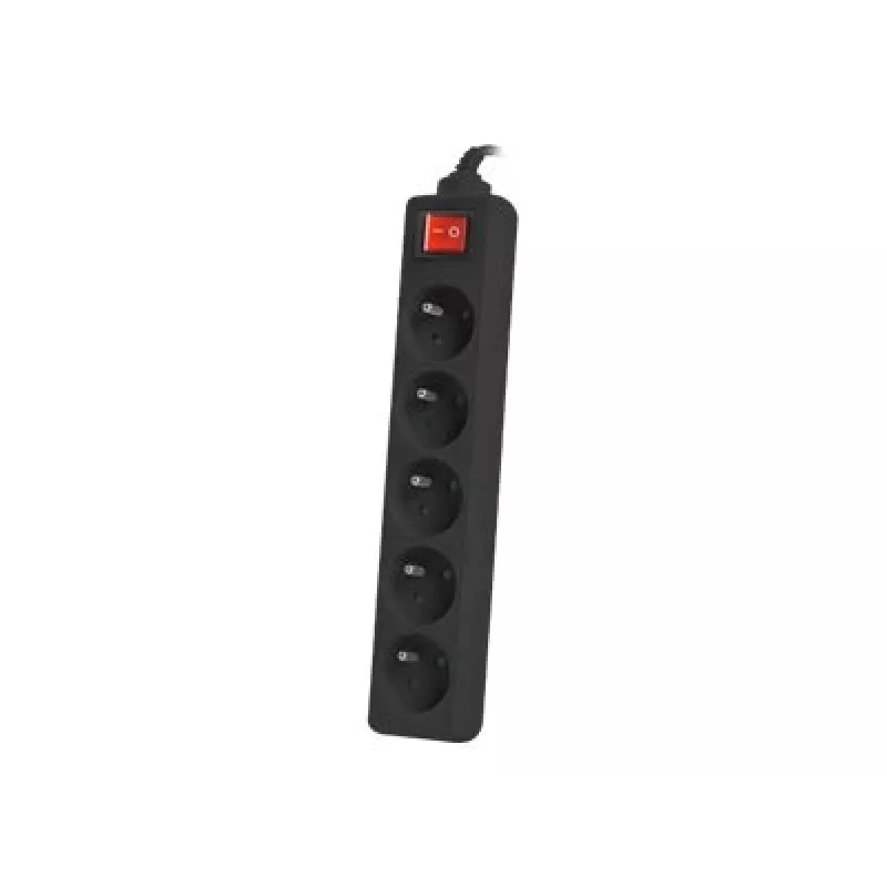 Lanberg regleta de alimentación, 5X tomas francesas con interruptor, cobre de alta calidad, 1.5 m | PS1-05E-0150-BK