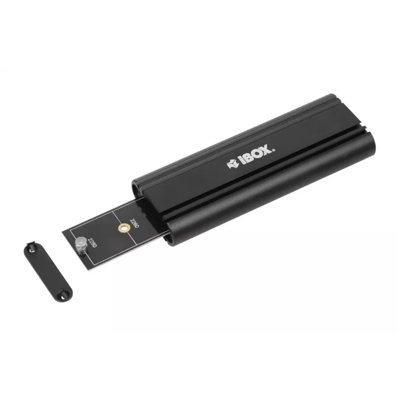 Carcasa SSD IBOX HD-07 para 1x unidad M.2, USB 3.2 Gen 2 (10 Gbit/s), USB-C, negra