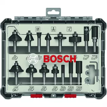 Bosch 2 607 017 472 set de fresas, 15 piezas, mango de 8 mm