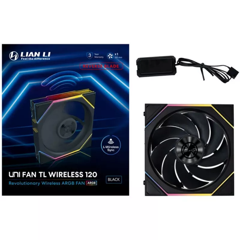 Ventilador 120mm ARGB PWM Wireless Reverse-Blade Lian Li UNI FAN TL (sin cables, PWM, Reverse Blade)
