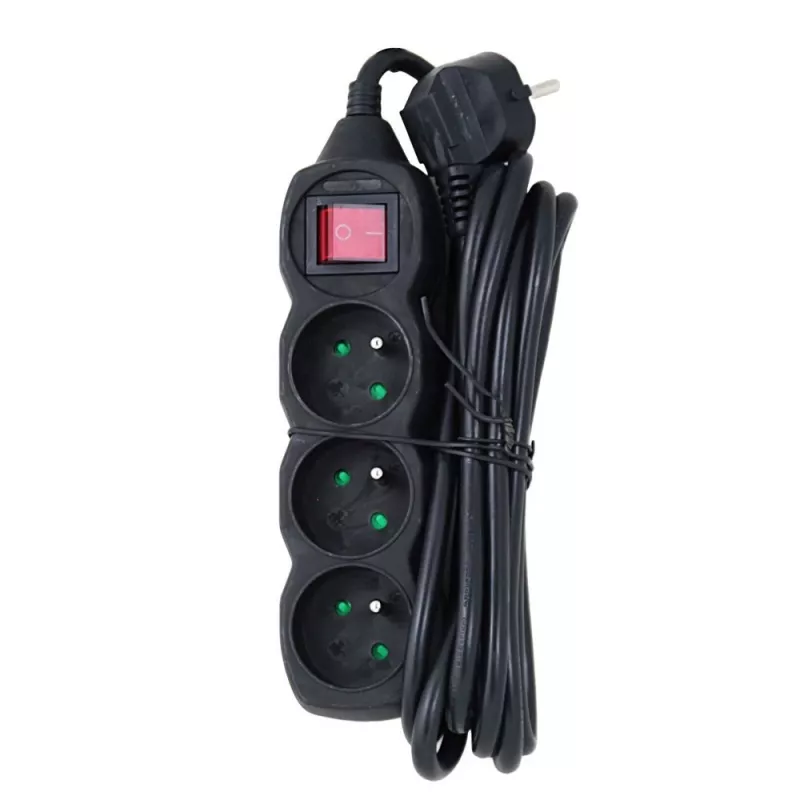 Alargador Esperanza ELK211K 3 m 3 tomas de CA para interiores negro
