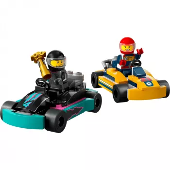 Juguete de construcción LEGO 60400 City Karts con pilotos — set de juego con minifiguras y vehículos