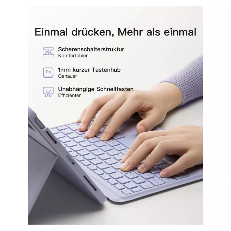 Teclado inateck iPad 11 iPad Air 4.ª/5.ª gen. compatible QWERTZ lila