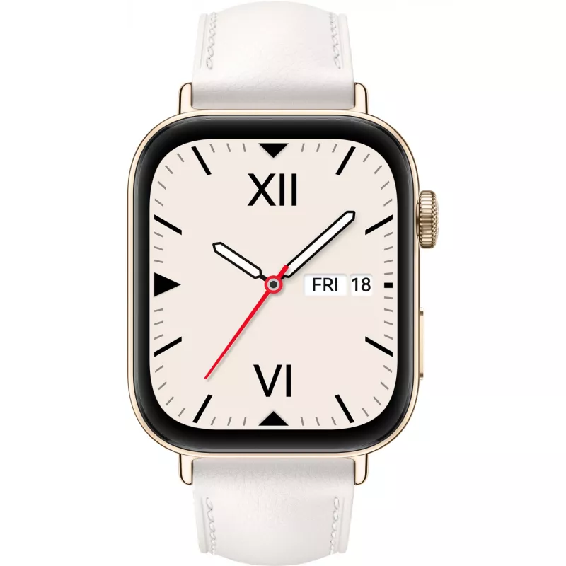 Watch Fit 3 (Solo-B19V), smartwatch oro/blanco, correa de piel en blanco