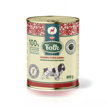FOLK Delicioso corzo de Masuria - Comida húmeda para perros - 800 g