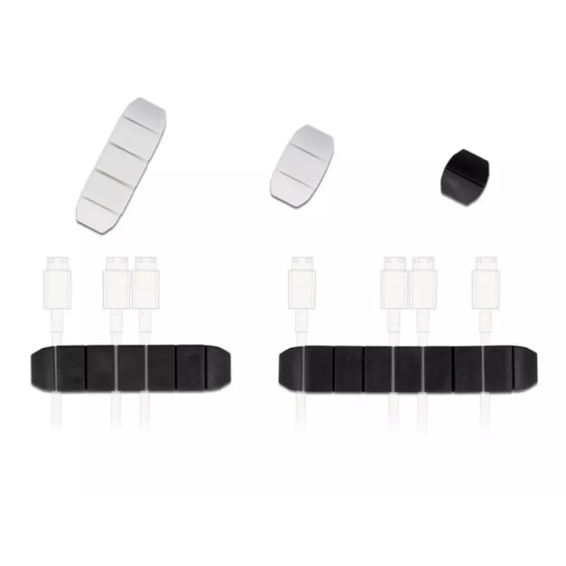 Sujetacables DeLOCK trapezoidal autoadhesivo set combinado 10 uds. negro blanco