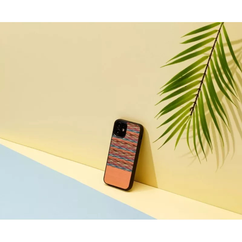 Funda para móvil Man and Wood para iPhone 12 mini – cuadros marrones con borde negro