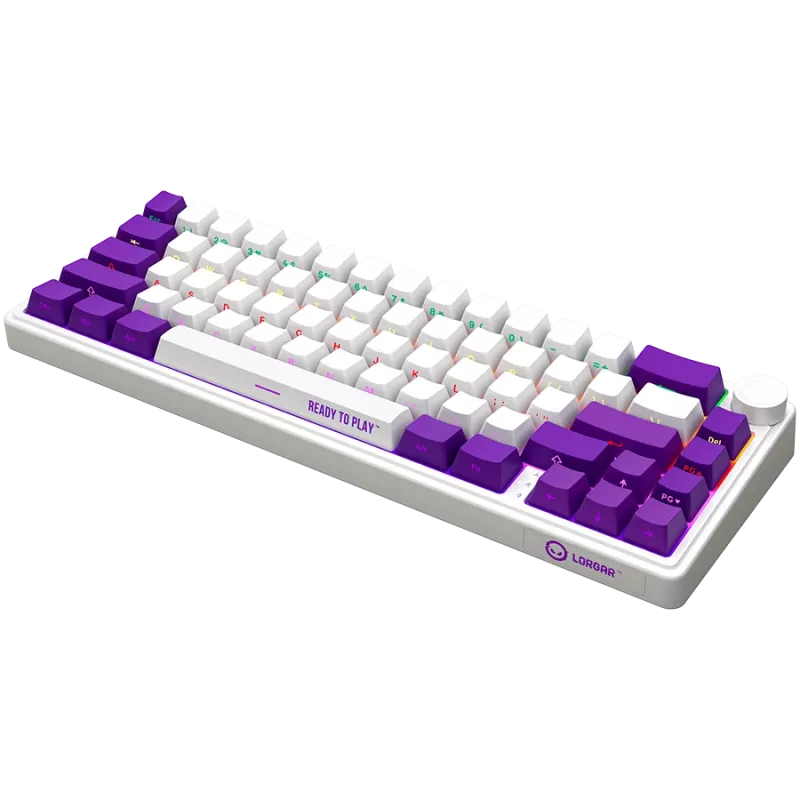 LORGAR KBP70MW, teclado gaming mecánico inalámbrico 65% Pro, blanco, distribución EN