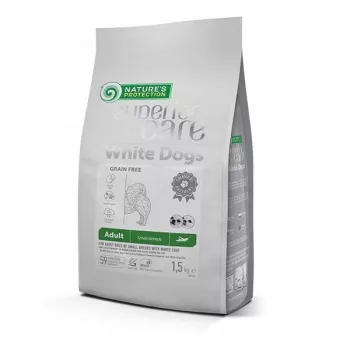 Pienso seco para perros nature’s protection White Dogs Insects Adult Small Breeds 1,5 kg — alimento completo, proteína 25 %, grasa 15 %, sin gluten ni soja