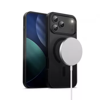 Funda Crong Hybrid Frost MAG Cover con MagSafe para iPhone 17 Pro Max Frosted Negro