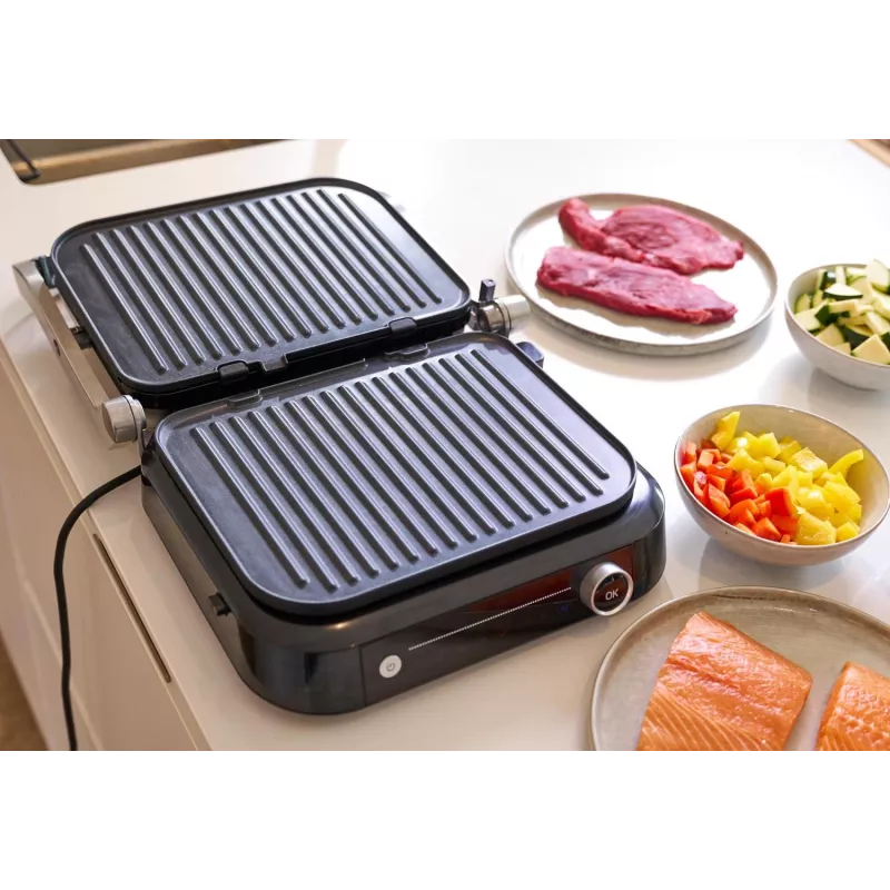 Parrilla de contacto SEVINI Pro, KG 2395 (plateado/negro, 1.800 vatios)