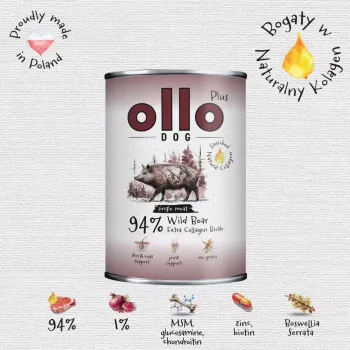 Ollo Plus Colágeno Jabalí 400 g Lata de comida para perros