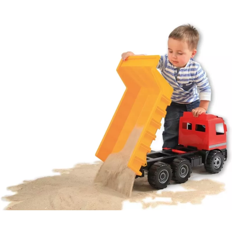 Camión volquete de juguete Lena Actros 62 cm single brown cart