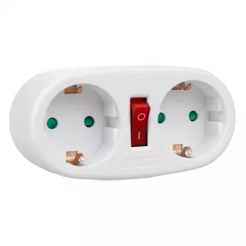 Regleta MACLEAN MCE338 F — Tipo F, 2 tomas, 2×16A con interruptor automático
