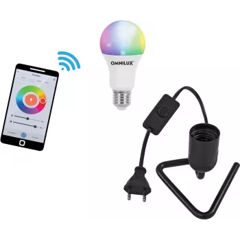 Lámpara LED EUROLITE E27 RGB WW CW WiFi, casquillo triangular, negra