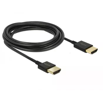 DeLOCK Slim High Quality - cable HDMI con Ethernet - HDMI (M) a HDMI (M) - 25 cm - triple aislamiento - negro - compatible con 4K (85117)