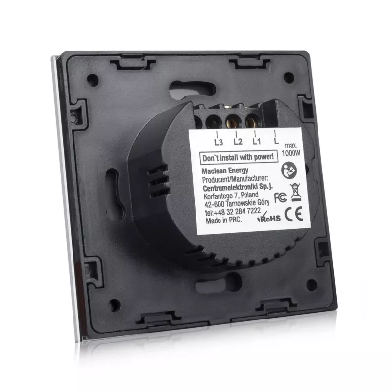 Maclean MCE702W interruptor de luz táctil, simple, de cristal, botón redondo, 86x86 mm, blanco