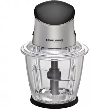 Picadora eléctrica Rommelsbacher MZ 500 — 1,5 L, 500 W, Acero inoxidable negro