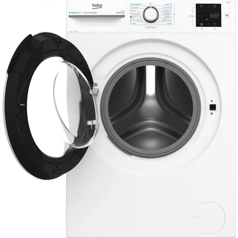 Lavadora BEKO BM3WFSU37013WW, 7 kg, clase energética A, 49,6 cm, 1000 rpm, motor inverter, Steam Cure