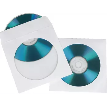 Fundas protectoras de papel para CD/DVD Hama, blanco, pack de 25, 1 disco