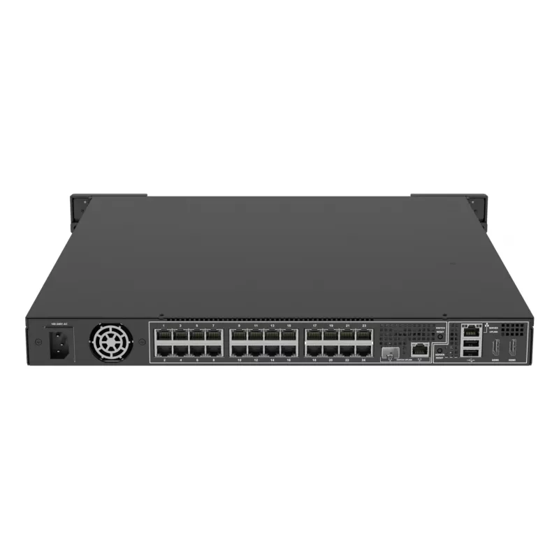 Grabador de vídeo en red AXIS S2224 Mk II 24 canales, reproducción de 48 canales, 7680×4320, HDD de 6 TB, SSD de 256 GB, RAID 0/1/10, 1U, Negro