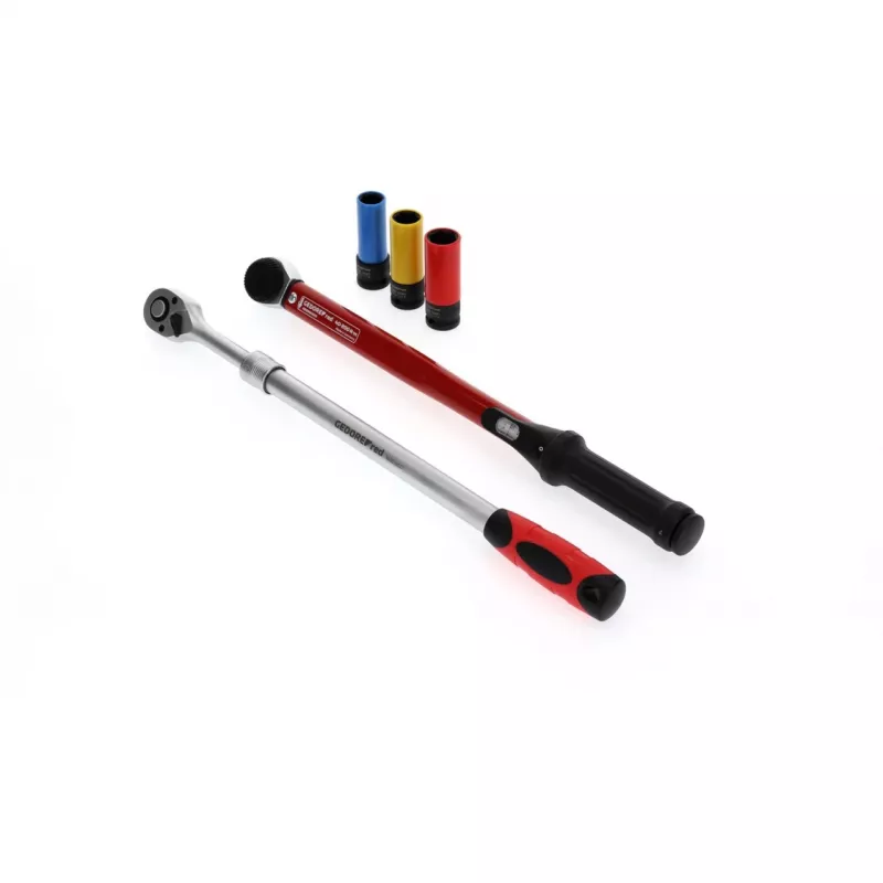 Juego de herramientas para cambio de ruedas Gedore R69003000 — surtido de llaves dinamométricas de 5 piezas, negro/rojo