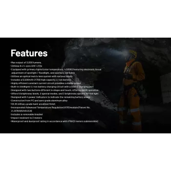 Linterna frontal serie H 3000 LUMEN / HC75 Uhe Nitecore