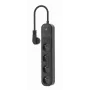 Regleta de enchufes GEMBIRD TSL-PS-F4U-02 con 4 tomas PL y cargador USB, negra