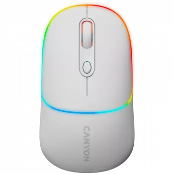 Ratón Canyon MW-22 CNS-CMSW22SW – 2 en 1 Bluetooth/2,4 GHz – óptico – 800/1200/1600 DPI – 4 botones – iluminación RGB – recargable – blanco nieve
