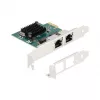 Tarjeta DeLOCK PCI Express x1 2 x RJ45 Gigabit LAN BCM gris