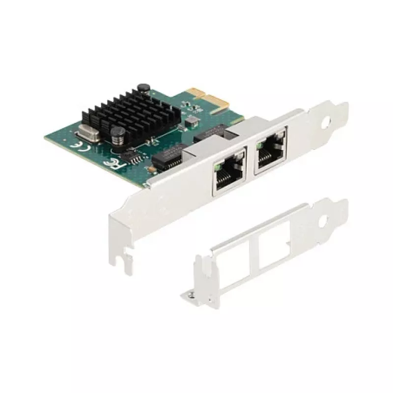 Tarjeta DeLOCK PCI Express x1 2 x RJ45 Gigabit LAN BCM gris