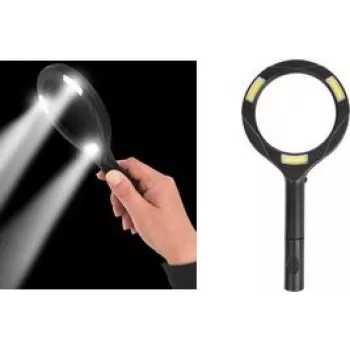 Lupa IWH 770665 con luz LED COB, carcasa de plástico negra