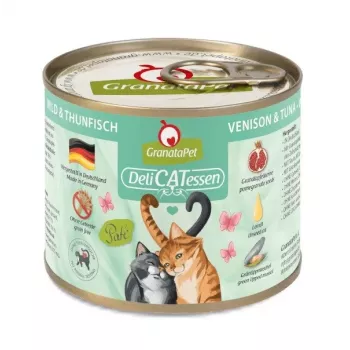 GRANATAPET DeliCATessen Caza y atún - Comida húmeda para gatos - 200 g
