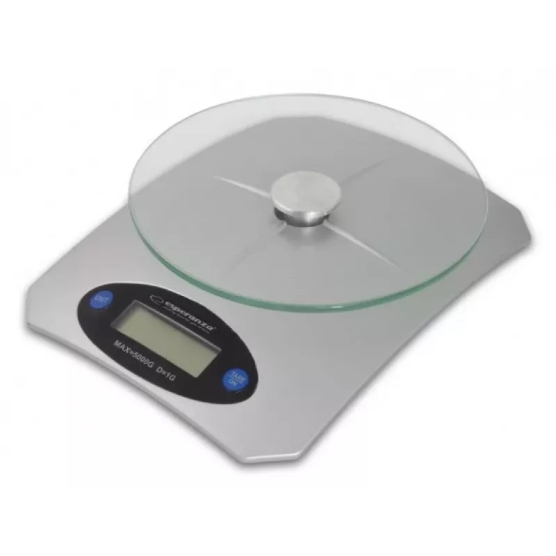 Báscula de cocina electrónica ESPERANZA Avocado gris — capacidad 5 kg, plataforma de bambú, unidades g/lb/oz