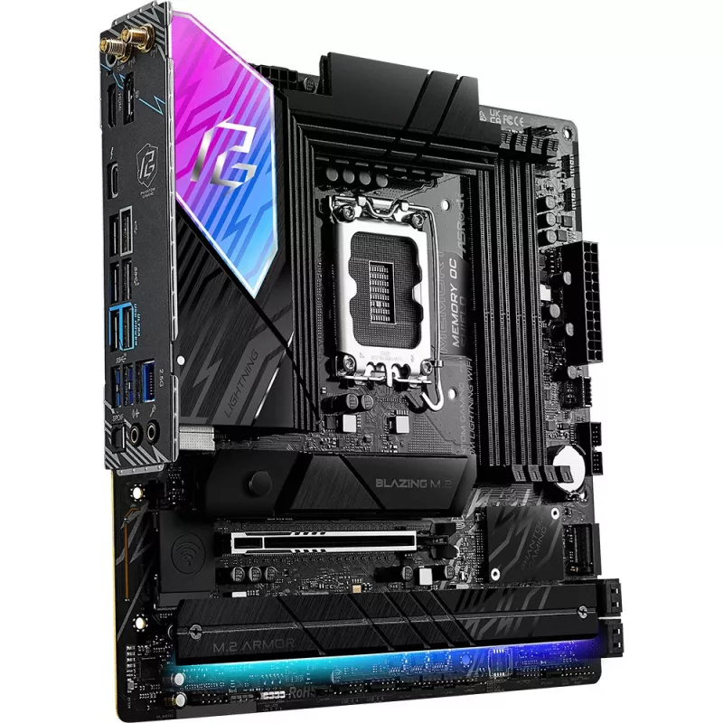 Placa base ASRock B860M Lightning WiFi — Intel B860, LGA1851, microATX, DDR5, 4 DIMM, Wi‑Fi 6E, 2.5Gb LAN, Thunderbolt 4