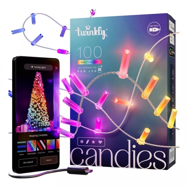 Velas LED para árbol de Navidad Twinkly Candies TWKC100RGB-T 6 m con forma de vela