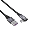 Akyga AK-USB-58 Cable USB-C a USB-A en ángulo, 30 cm, 60 W, trenzado, Negro