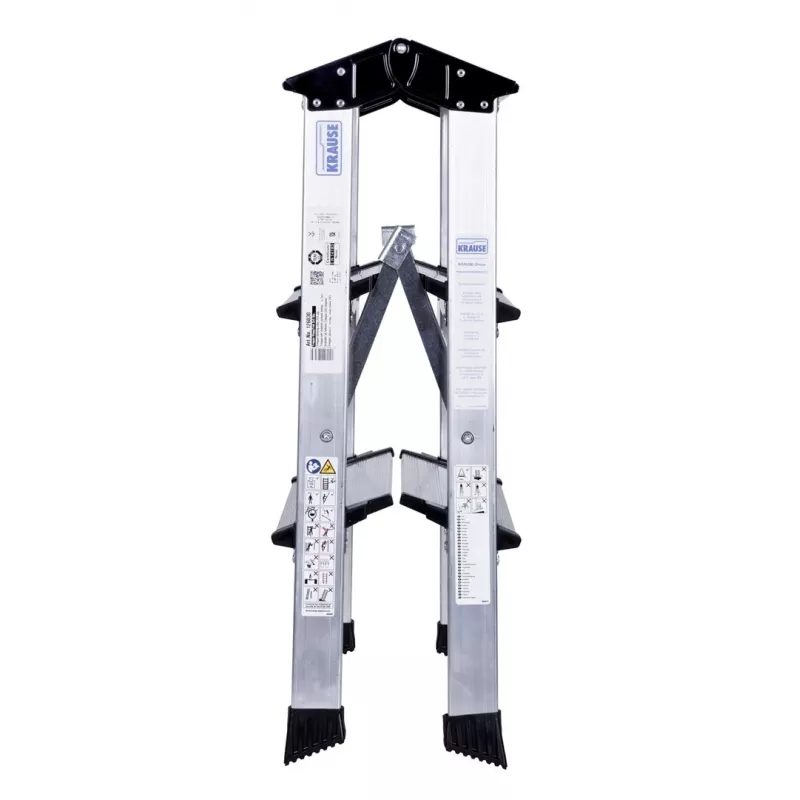 Escalera de tijera Krause 126030 — aluminio 3 peldaños, altura máxima 65 cm, 6.1 kg, ancho 500 mm