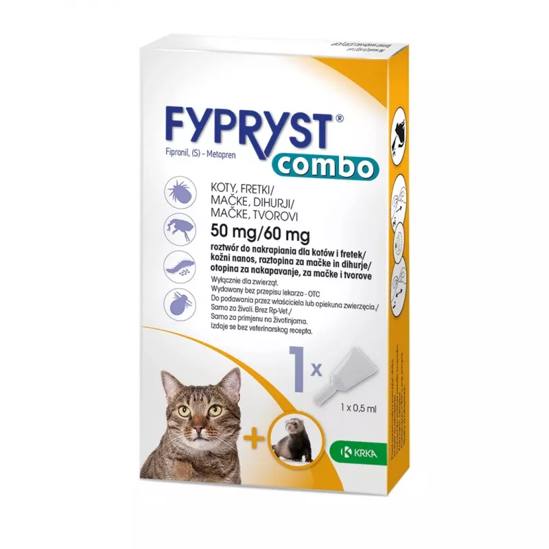 FYPRYST Combo 50/60mg - gotas contra pulgas y garrapatas para gatos – 1x0,5 ml