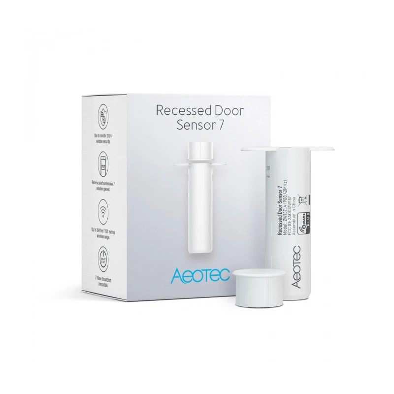 Sensor de puerta empotrable AEOTEC Recessed Door Sensor 7 Z-Wave Plus V2 blanco — sensor de contacto empotrable para puertas/marcos