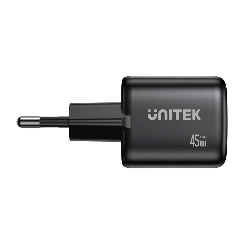 Cargador de pared Unitek 2x GaN 45W — 2× USB‑C PD 3.0 y carga rápida QC