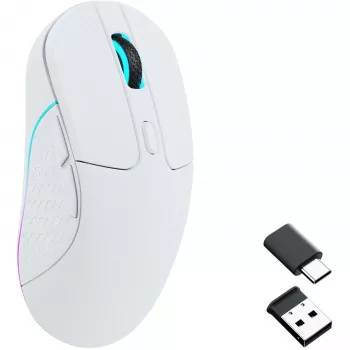 Ratón gaming Keychron M3 para diestros RF inalámbrico + Bluetooth óptico 26000 DPI blanco